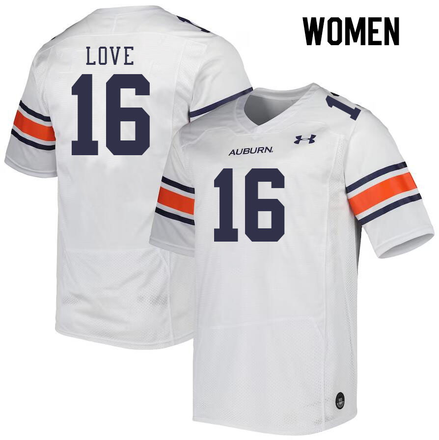 Women #16 Terrance Love Auburn Tigers College Football Jerseys Stitched Sale-White - Click Image to Close